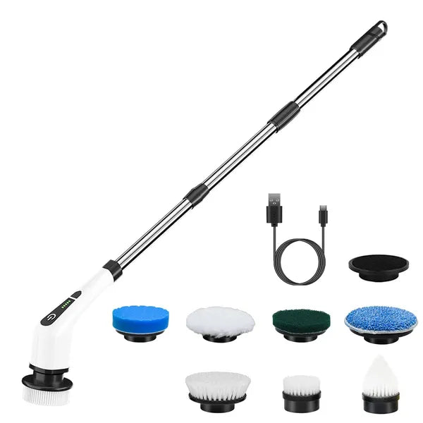 Electric Spin Scrubber - Cordless Power Cleaner with 8 Brush Heads