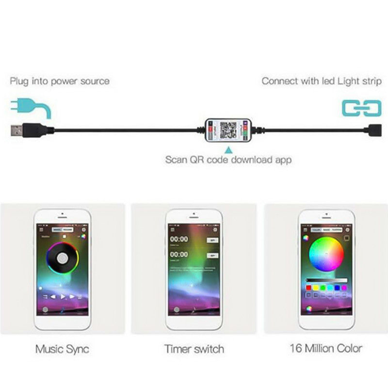 Smart RGB LED Strip Lights with Bluetooth App Control - Color Changing Mood Lighting