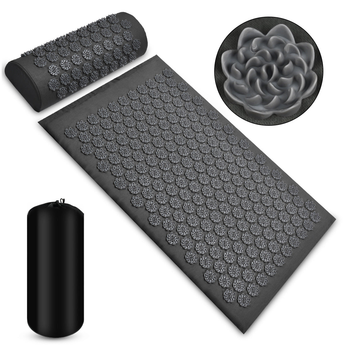 Acupressure Mat and Pillow Set - Stress Relief Massage Pad for Back and Neck
