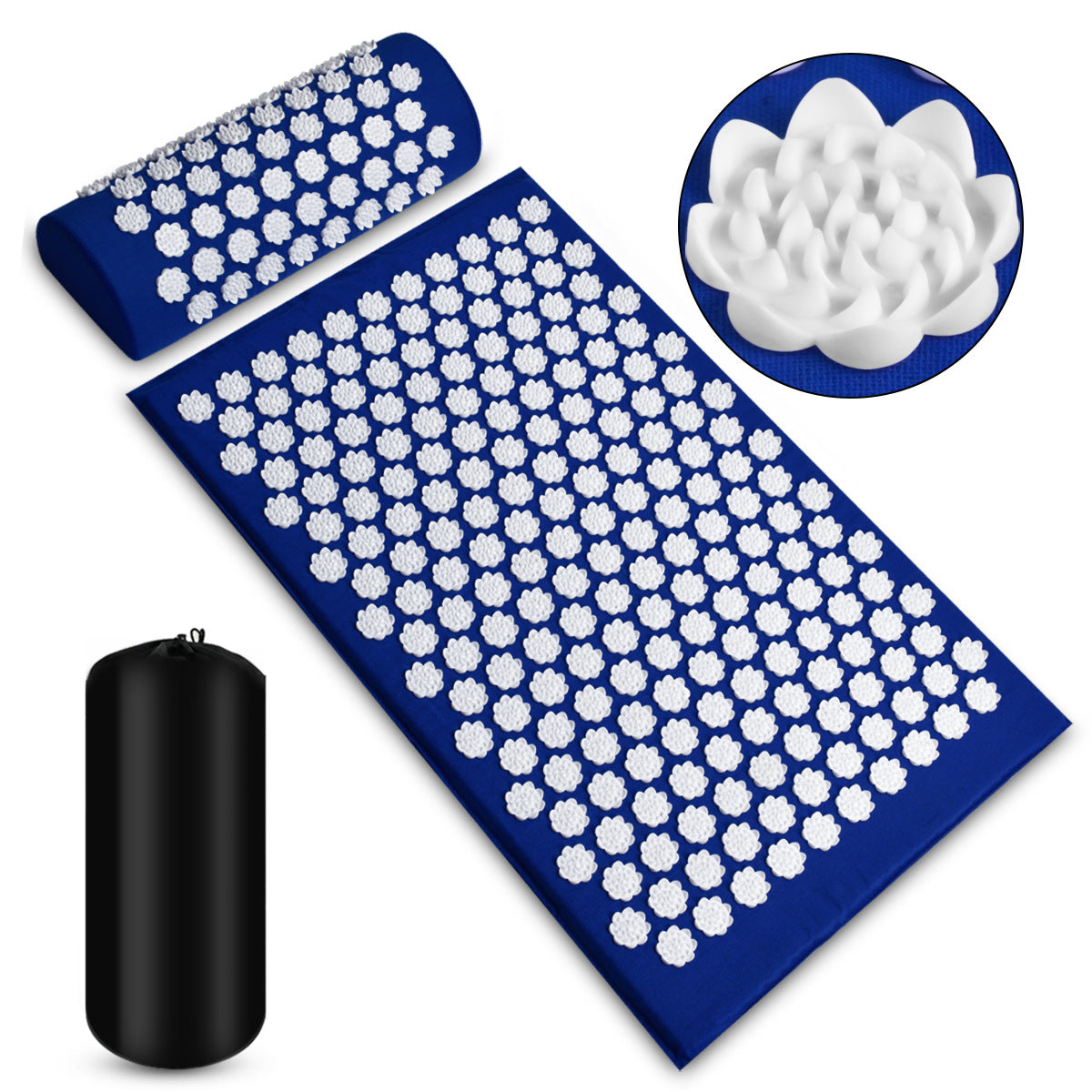 Acupressure Mat and Pillow Set - Stress Relief Massage Pad for Back and Neck