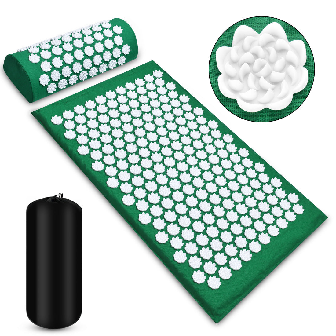 Acupressure Mat and Pillow Set - Stress Relief Massage Pad for Back and Neck