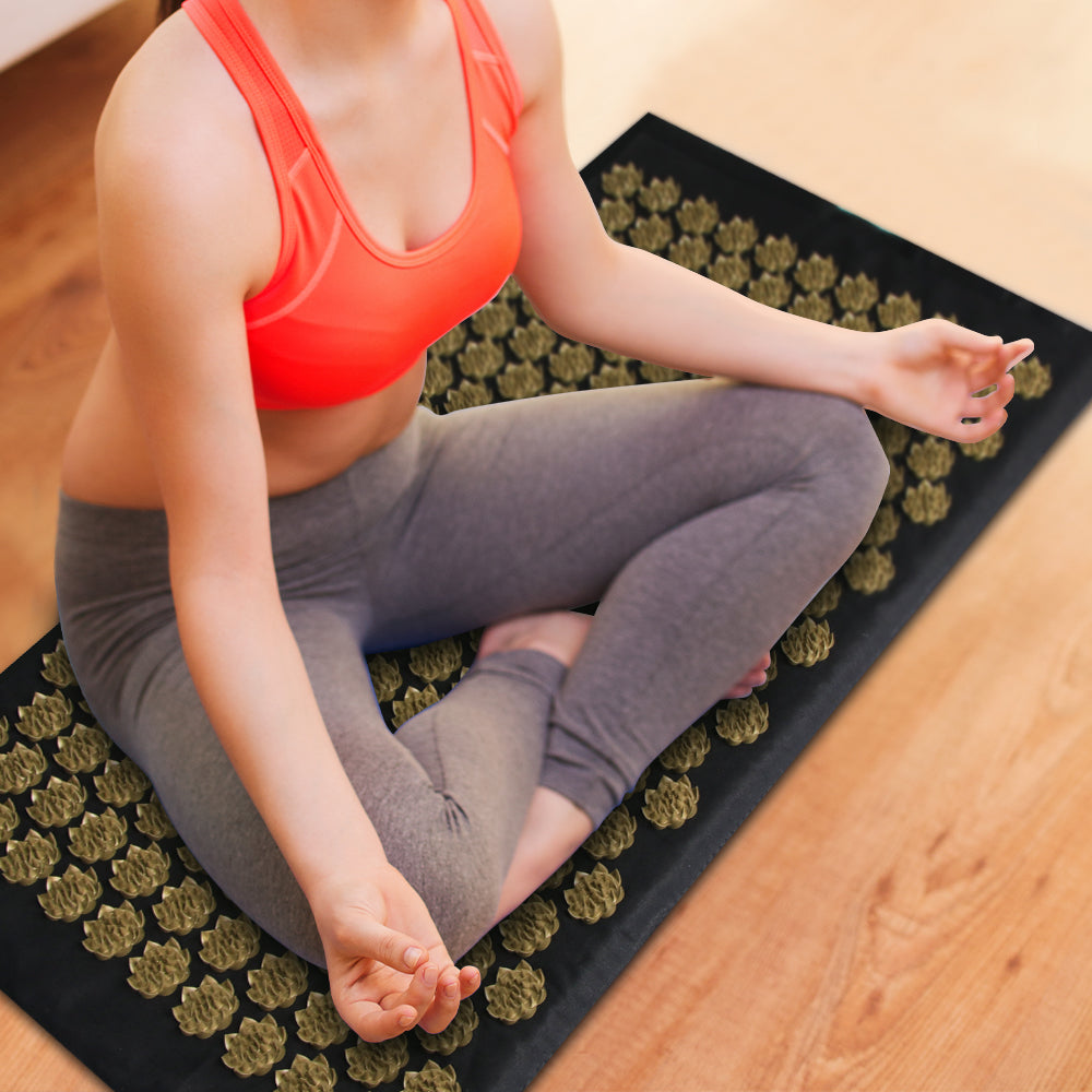 Acupressure Mat and Pillow Set - Stress Relief Massage Pad for Back and Neck