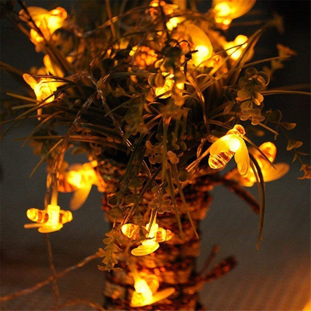 Solar Bee String Lights - Warm White Decorative Outdoor Garden Lights