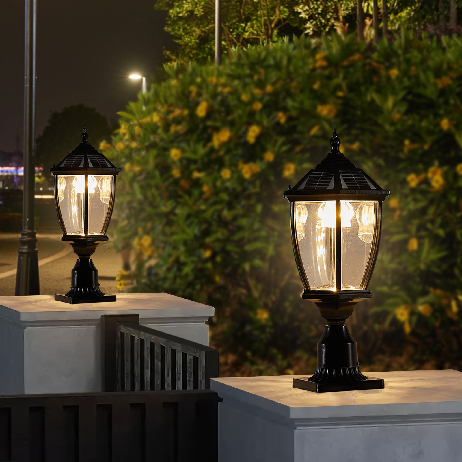 Solar Powered Outdoor Wall Lanterns 2-Pack - Vintage LED Garden Lights