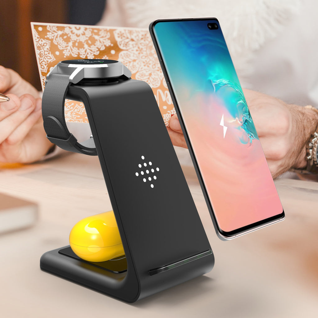 3-in-1 Wireless Charging Station - Phone, Watch & Earbuds Stand