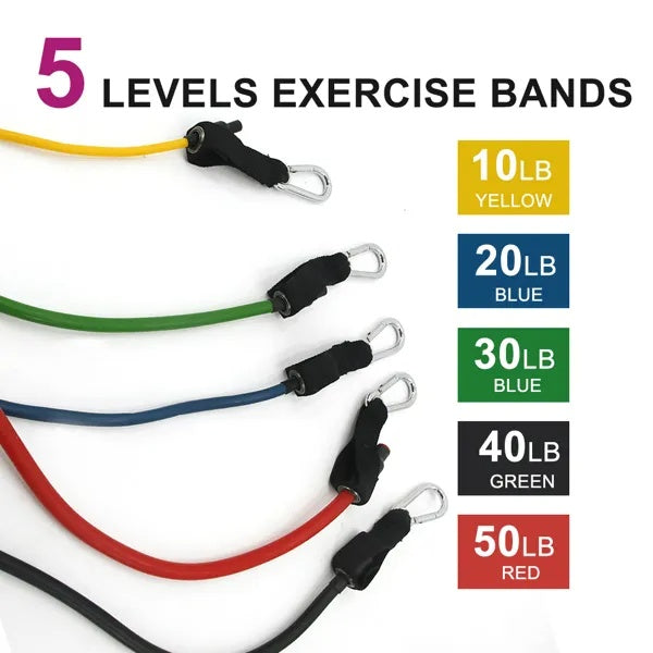 Resistance Bands Set 5-Pack - Exercise Bands for Home Workout with Handles