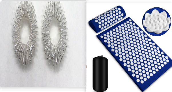 Acupressure Mat and Pillow Set - Stress Relief Massage Pad for Back and Neck