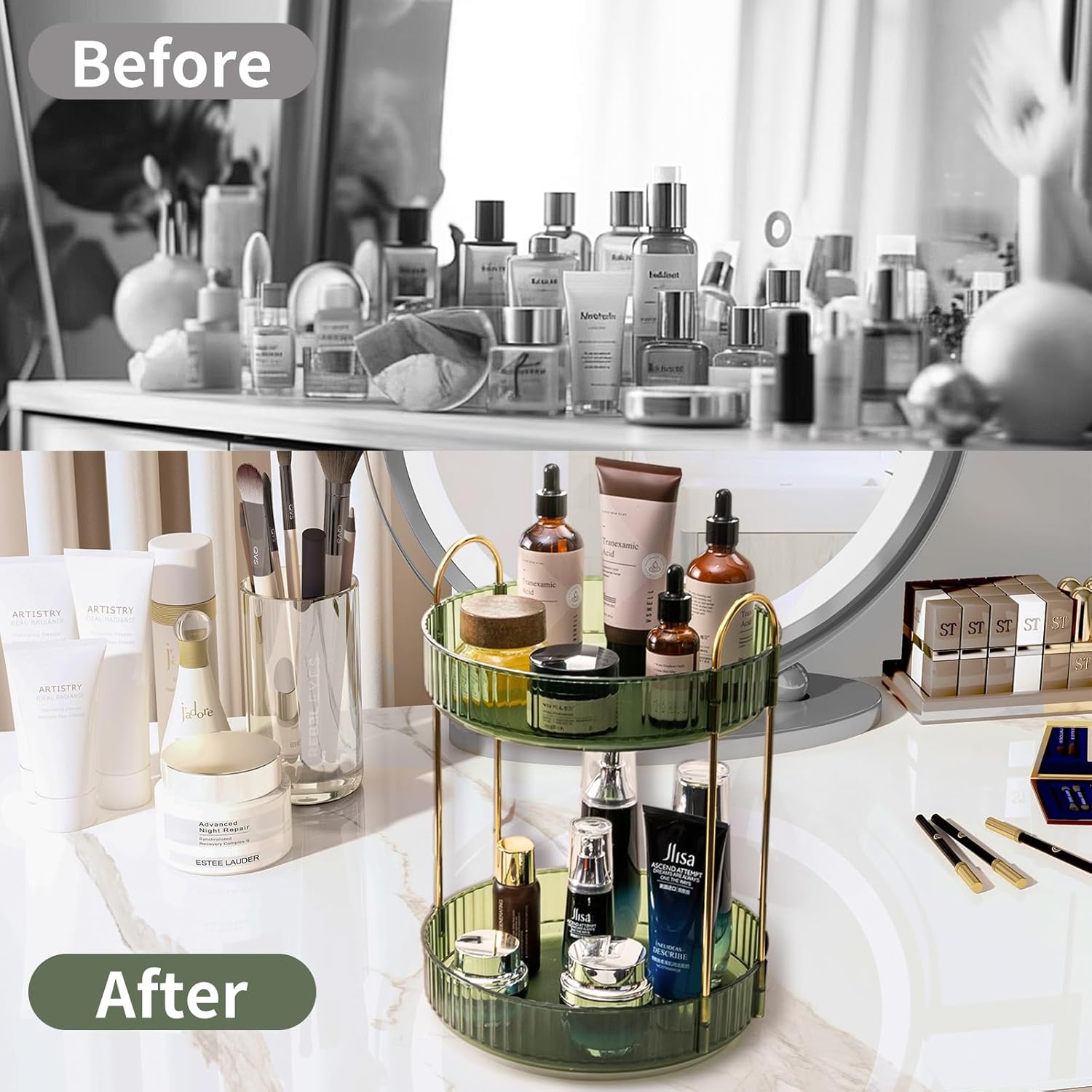 360 Rotating Makeup Organizer - Spinning Cosmetic Storage Tower