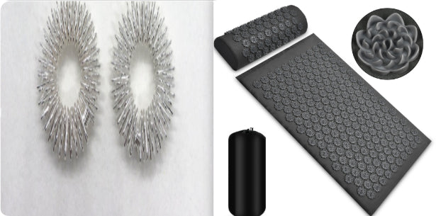 Acupressure Mat and Pillow Set - Stress Relief Massage Pad for Back and Neck