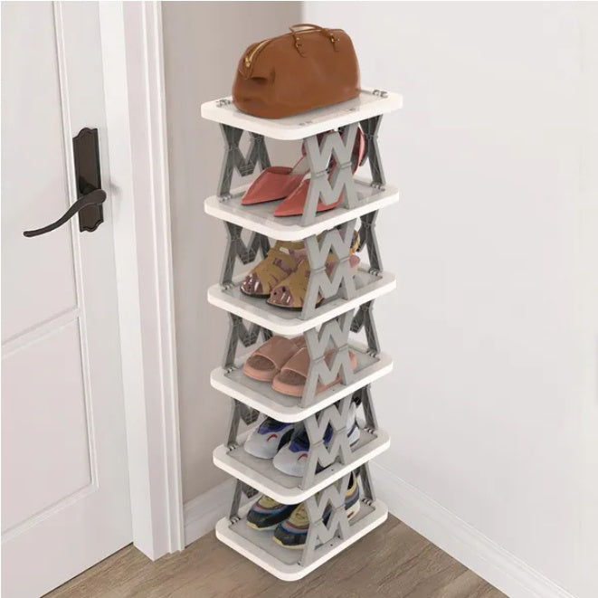 Foldable Shoe Rack Organizer 6-Tier - Vertical Space-Saving Shoe Storage