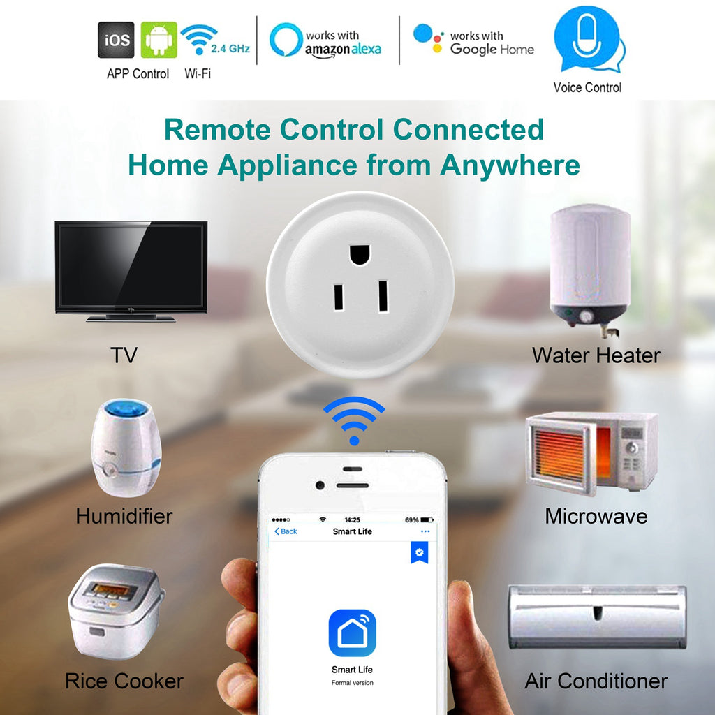 Smart WiFi Plug - Voice Control Outlet Timer Compatible with Alexa and Google Home