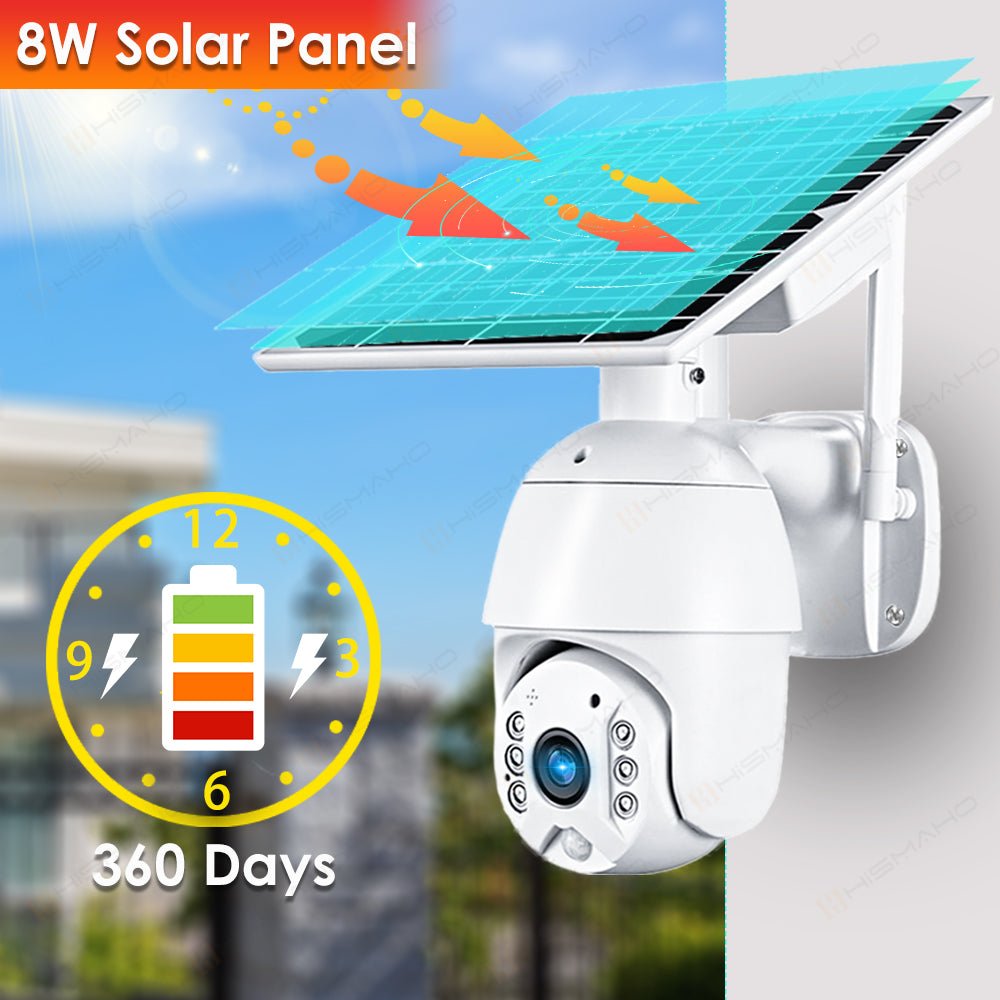 Solar Outdoor Security Camera - Wireless 1080p WiFi with Night Vision