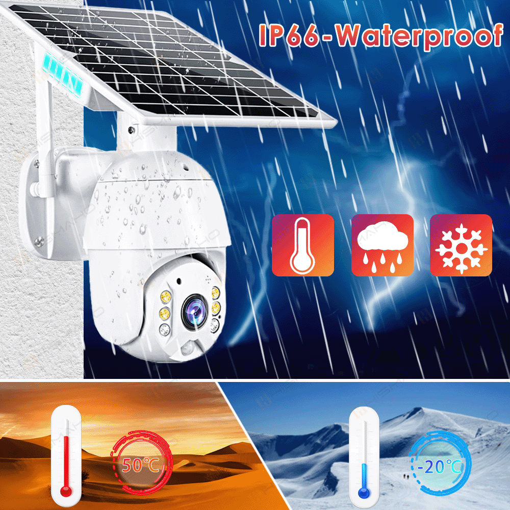 Solar Outdoor Security Camera - Wireless 1080p WiFi with Night Vision