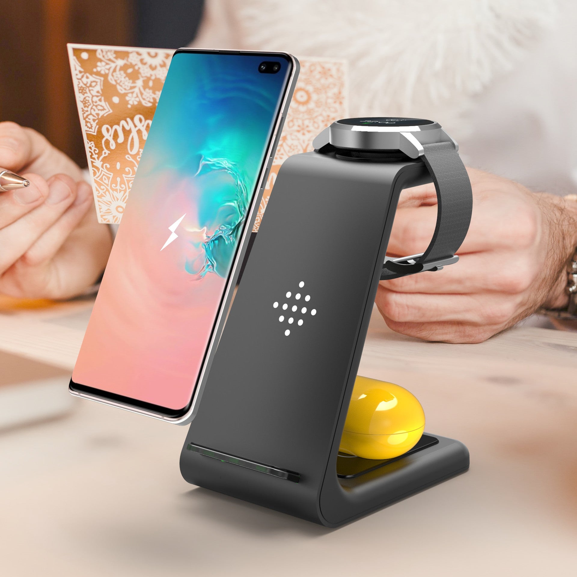 3-in-1 Wireless Charging Station - Phone, Watch & Earbuds Stand