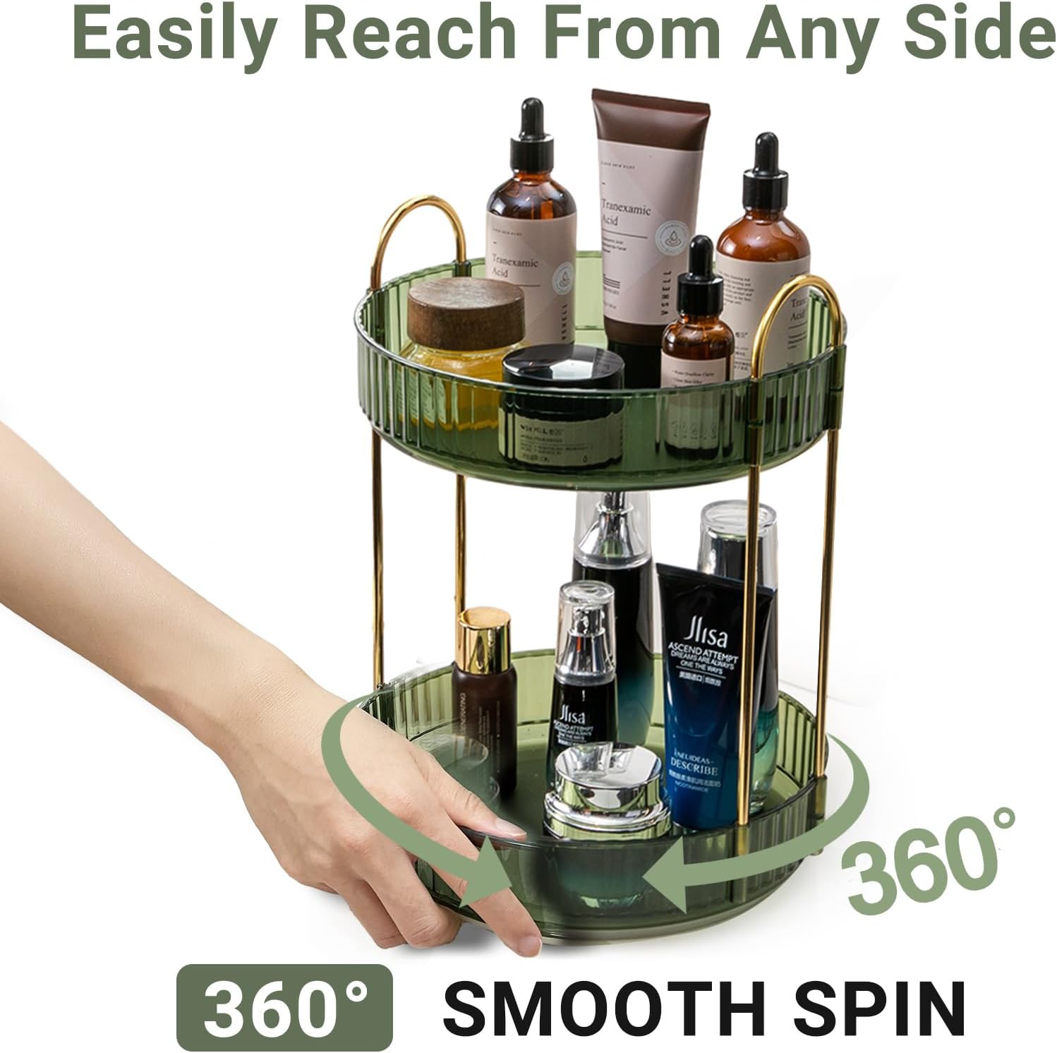 360 Rotating Makeup Organizer - Spinning Cosmetic Storage Tower