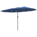 Double-Sided Patio Umbrella with LED Solar Lights - 15ft Outdoor Sun Shade