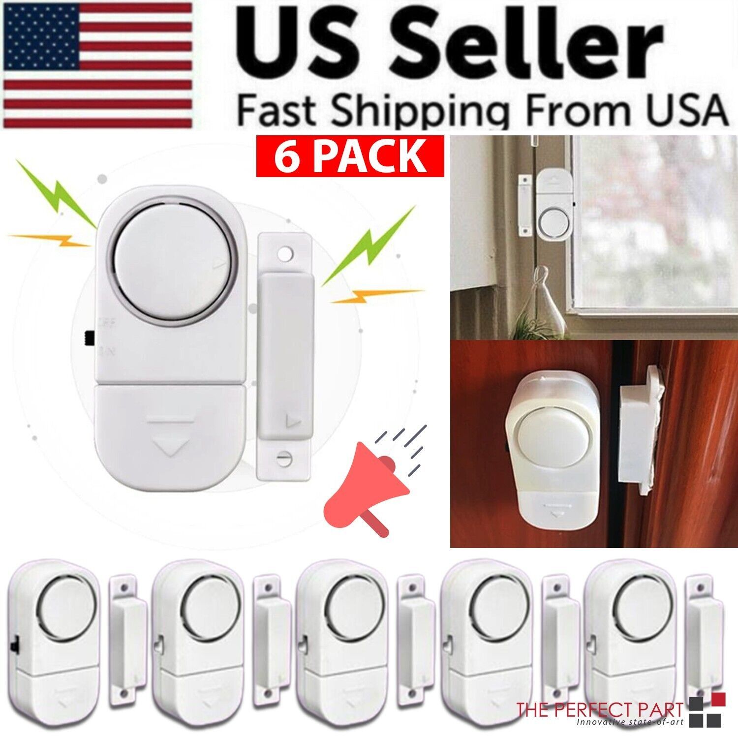 Wireless Door and Window Alarm Sensors 6-Pack - Home Security Entry Alert