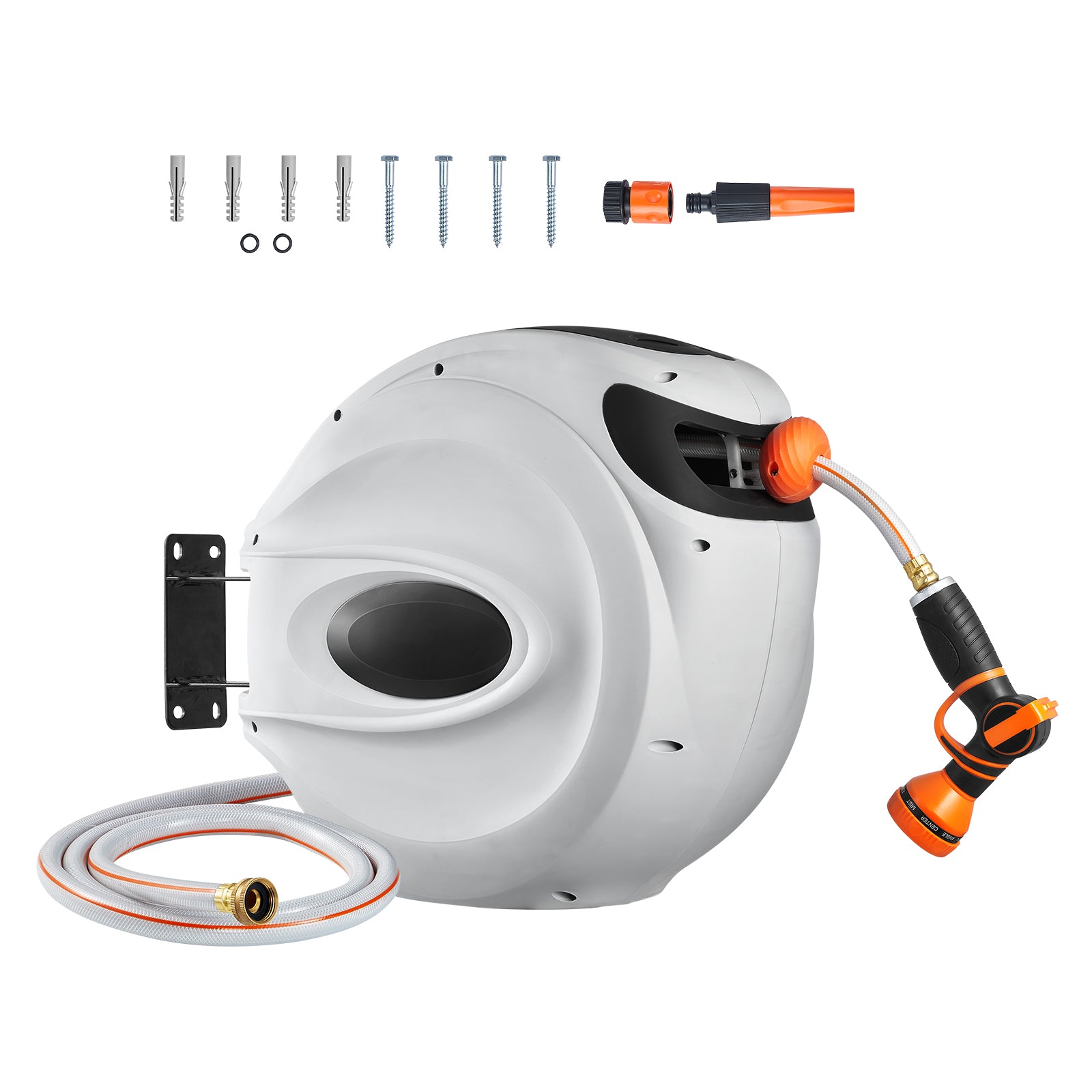 Retractable Garden Hose Reel - Auto-Rewind Wall Mounted Swivel