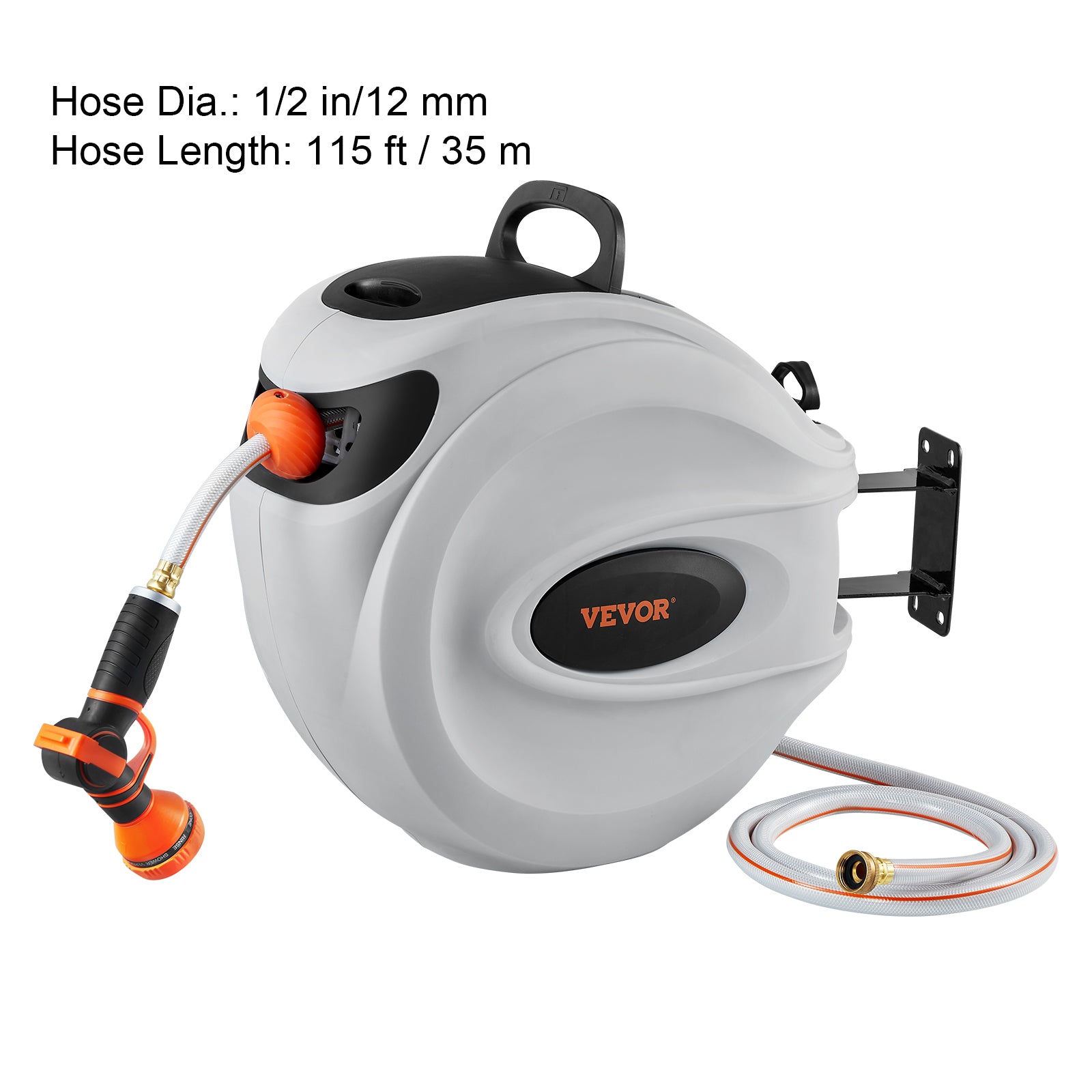 Retractable Garden Hose Reel - Auto-Rewind Wall Mounted Swivel