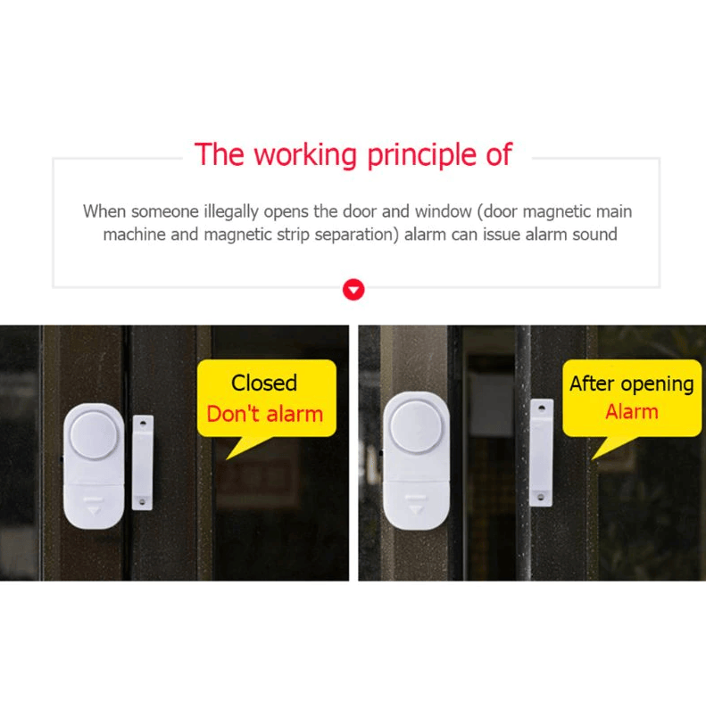 Wireless Door and Window Alarm Sensors 6-Pack - Home Security Entry Alert