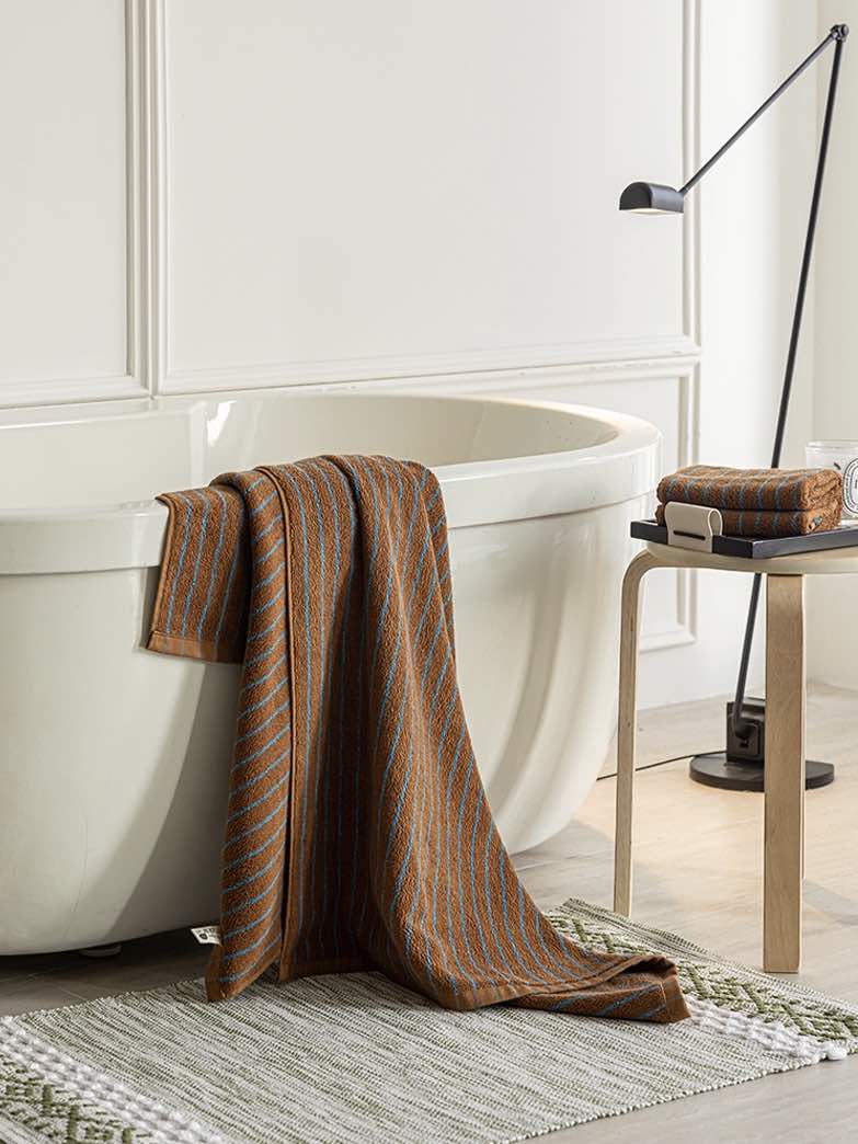 Ultra Soft Absorbent Retro Stripe Bath Towel - 100% Organic Cotton